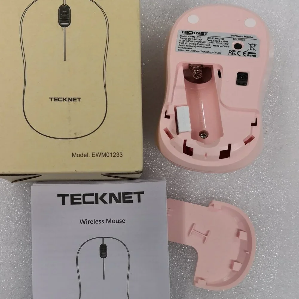 TECKNET Wireless Mouse for Laptop, 2.4GHz USB Mini Cordless Pink EWM01233